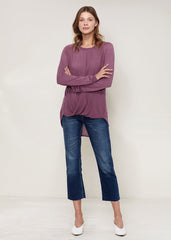 Women's Wrap Hem Sweater In Fig - Wear and Wander