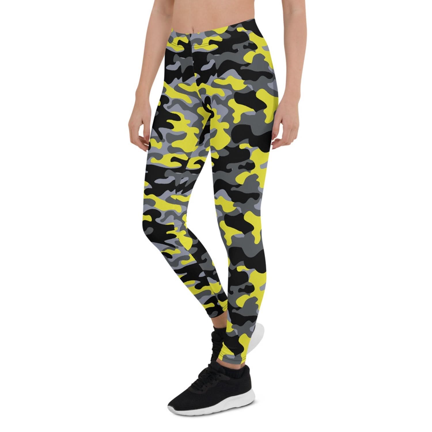 Yellow and Gray Camo Leggings for Women - Wear and Wander