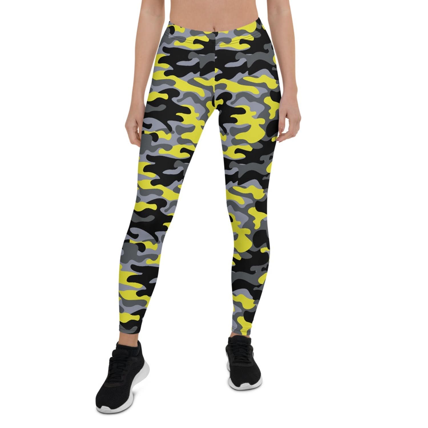 Yellow and Gray Camo Leggings for Women - Wear and Wander