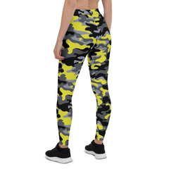 Yellow and Gray Camo Leggings for Women - Wear and Wander