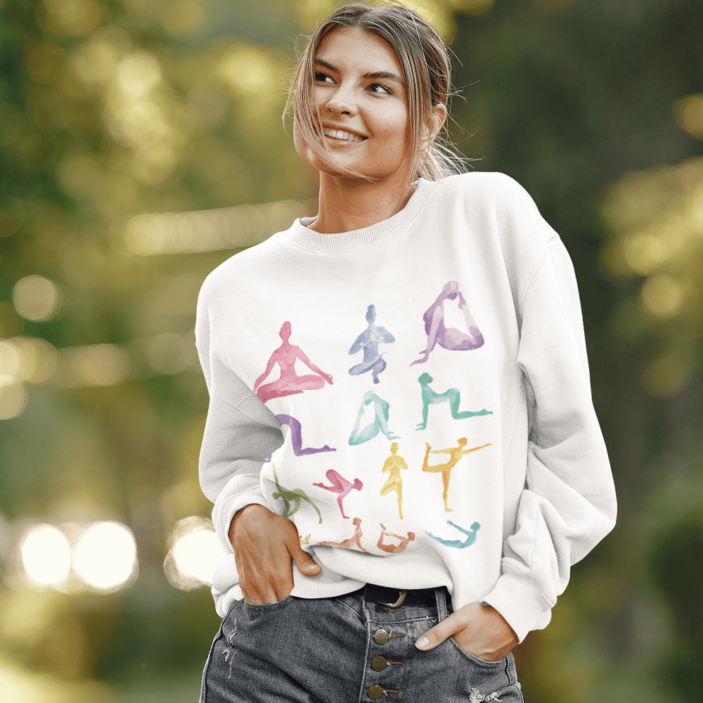 Yoga Theme Crewneck Sweatshirt - Wear and Wander