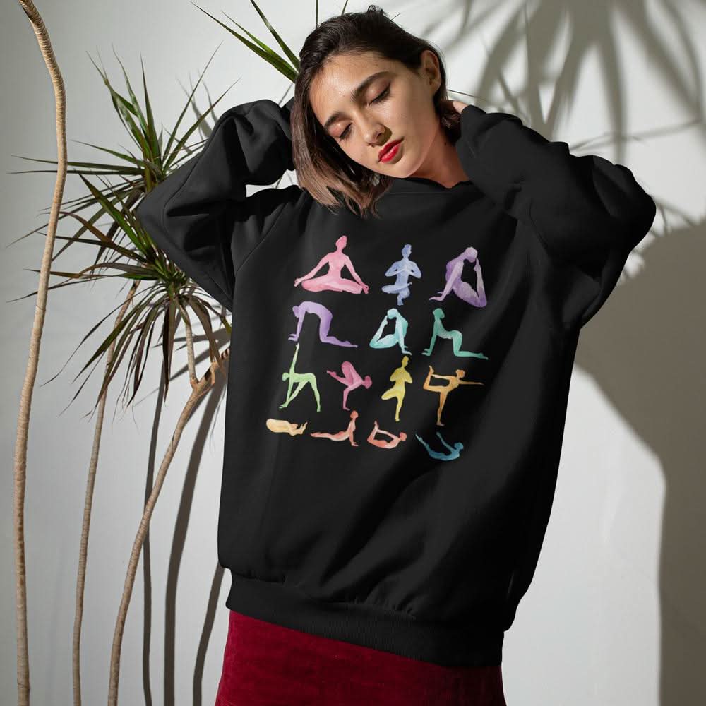 Yoga Theme Crewneck Sweatshirt - Wear and Wander