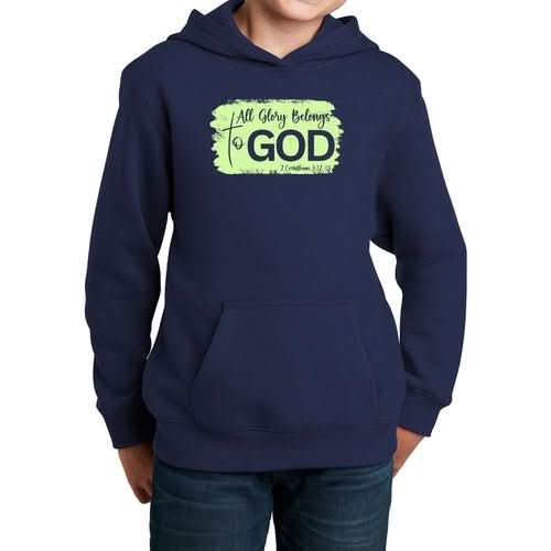 Youth Long Sleeve Hoodie All Glory Belongs to God Christian Neon - Wear and Wander