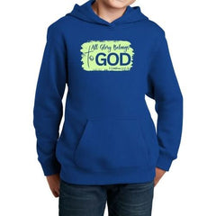Youth Long Sleeve Hoodie All Glory Belongs to God Christian Neon - Wear and Wander