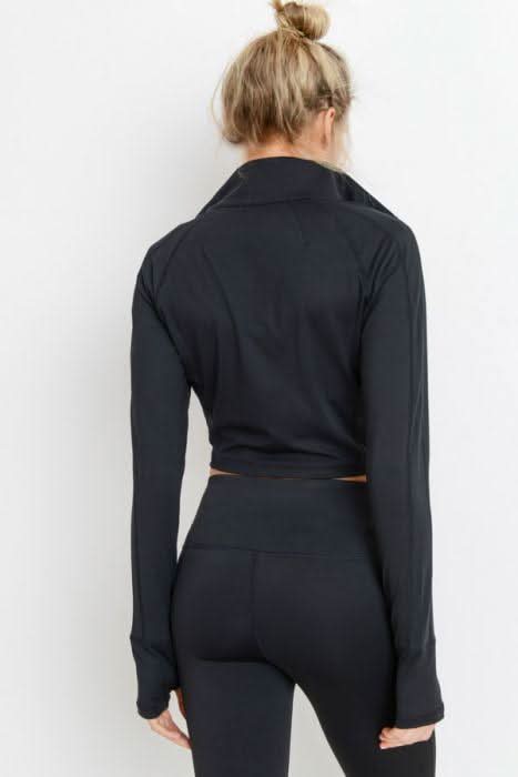 Zip - Up Crop Active Jacket with Thumbholes - Wear and Wander