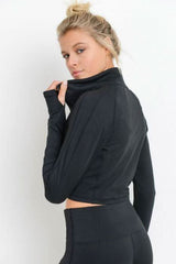 Zip - Up Crop Active Jacket with Thumbholes - Wear and Wander
